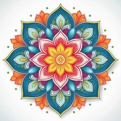 Mandala art design also called rangoli, decorative elements on white background
