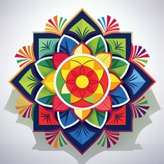 Mandala art design also called rangoli, decorative elements on white background