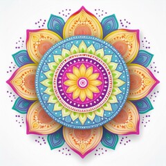 Mandala art design also called rangoli, decorative elements on white background