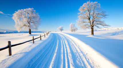 Obraz premium snow covered road in winter