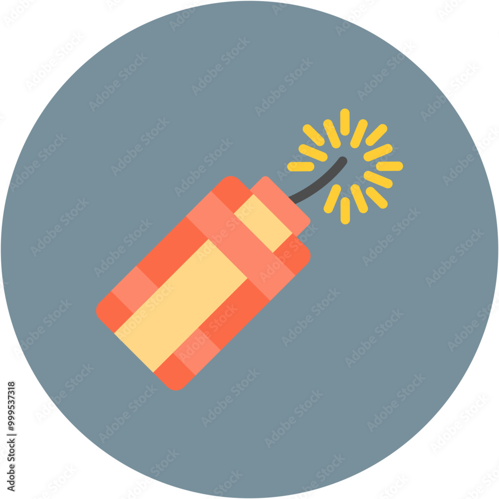 Sticker Firecracker icon vector image. Can be used for Carnival.