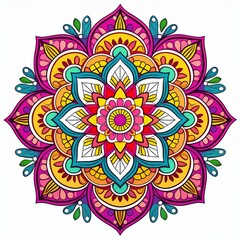 Mandala art design also called rangoli, decorative elements on white background