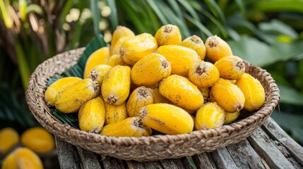 Exotic fruit of America: Aguaje or Moriche palm fruit mauritia flexuosa