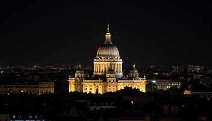 Fototapeta premium Glowing grandeur Cityscape under the night sky