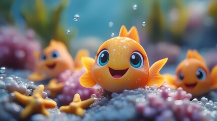 Vibrant Group of Yellow Fish in an Aquarium