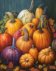 Vibrant Pumpkins and Gourds