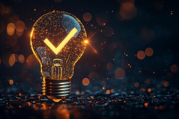 A glowing lightbulb with a checkmark icon inside, representing validated or successful ideas