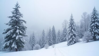 Fototapeta premium Whispers of winter in a snowy forest