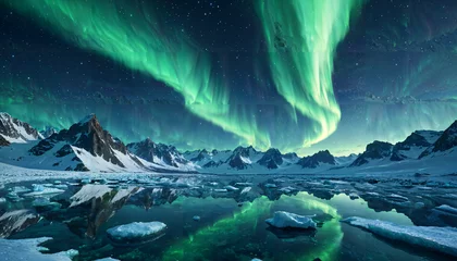 Aurores boréales sur paysage arctique © SolarisKG