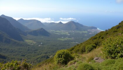  Majestic mountain vista under a clear blue sky