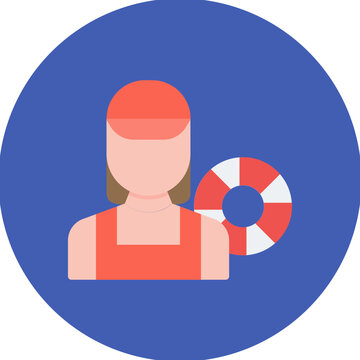 lifeguard with life preserver on blue background clip art preview
