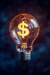 A glowing lightbulb with a dollar sign icon inside, representing profitable ideas or financial success. 
