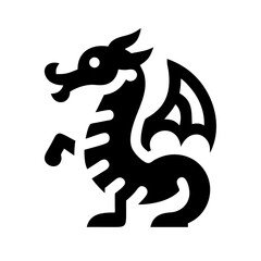 Dragon icon, solid design, mythical creature symbol, fantasy style, copy space

