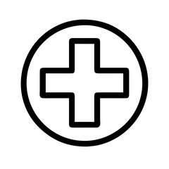 Obraz premium Medical cross icon in bold design on white background for healthcare and emergency concepts 