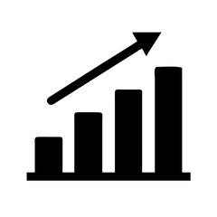 Growth chart icon with ascending bars on white background for business and finance concepts
