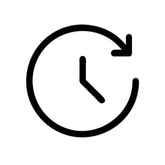 Clockwise icon with arrow on white background for time and direction concepts
