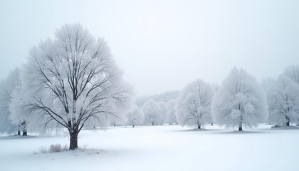 Obraz premium Wintry serenity in a snowcovered forest