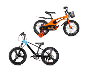 Fototapeta premium Modern electric fat tire bikes isolated on white