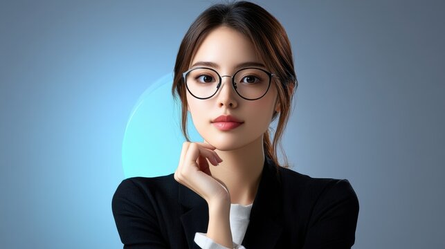Confident Woman in Corporate Attire with Glasses