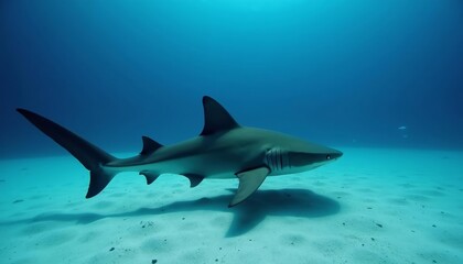 Fototapeta premium Elegance in the deep A sharks grace under the sea