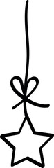 Minimalist Hanging Star with Heart-Shaped Bow Drawing