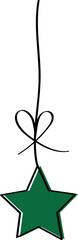 Green Star Hanging with Heart-Shaped Bow Illustration