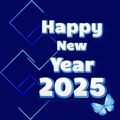 Happy New Year 2025 - A vibrant, high-resolution design, 5000x5000 pixels, perfect for social media and print.