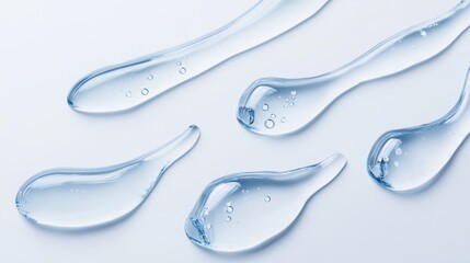 Gel texture. On a white background. Transparent gel. Drops trailing medicine fertilization research laboratory cosmetic gel medical gel