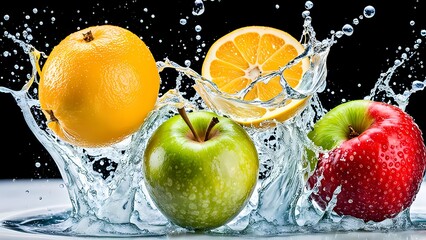 fruits in splash