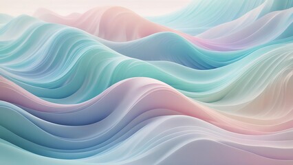 Obraz premium abstract wave design with soft, pastel-colored waves gently flowing across the screen. Ai Generated 