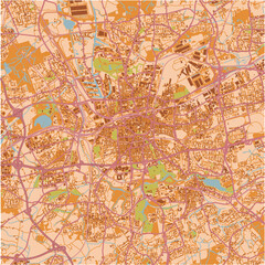 Naklejka premium Map of Dortmund in Germany in a sandy theme. Contains layered vector with roads water, parks, etc.