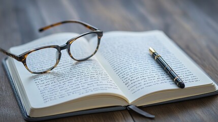 Longtail Keyword Business concept text on open notebook next to glasses and pen