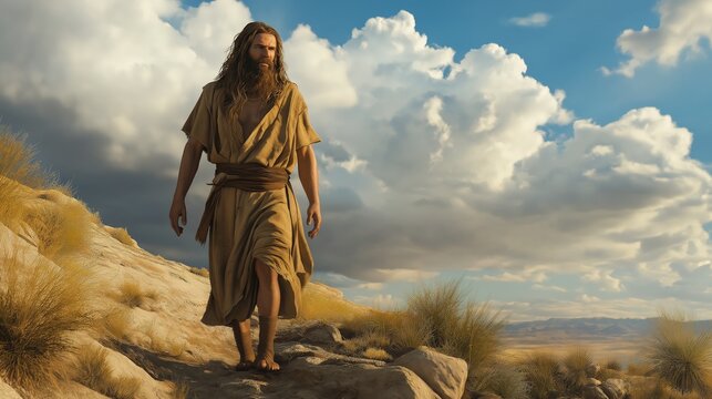 John the Baptist, fix face, wearing camel hair clothes