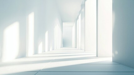 Obraz premium A sleek, minimalist white background featuring faint abstract shapes in soft pastel colors, providing ample space in the center for text or design elements, ideal for modern branding.