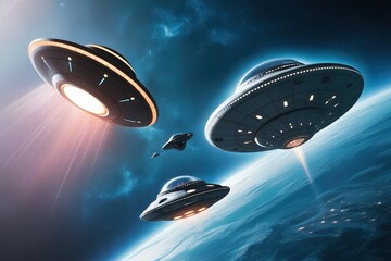 Obraz premium UFO and Otherworldly Craft on Clear Background for Speculative Fiction Exploration