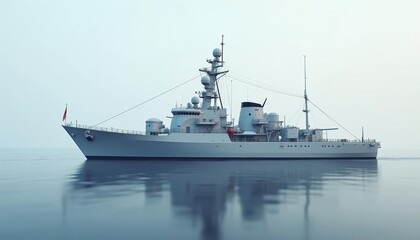 Naklejka premium Majestic naval vessel on the open sea