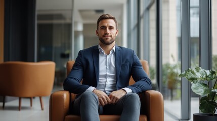 Confident Businessman in Modern Office Setting