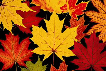 Fototapeta premium Stunning Fall Foliage Featuring Vibrant Yellow Orange and Red Leaves