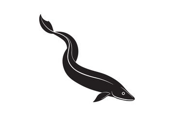 Eel fish silhouette vector illustration, Eel fish silhouette vector
