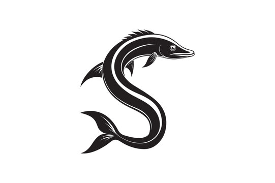 recommend clip art: Eel fish silhouette vector illustration, Eel fish silhouette vector