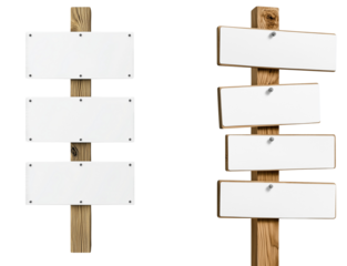 Blank Wooden Signposts for Custom Messages, isolated on transparent background.