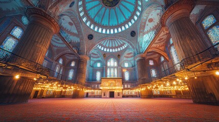 Obraz premium Inside the Blue Mosque, a Marvel of Islamic Architecture