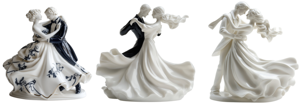 Elegant Figurines of Dancing Couples in Fine Detail, isolated on transparent background. - Powered by Adobe