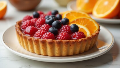  Deliciously fresh fruit tart ready to be savored