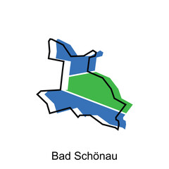 Map City of Bad Schonau, vector template with outline graphic sketch style isolated on white background