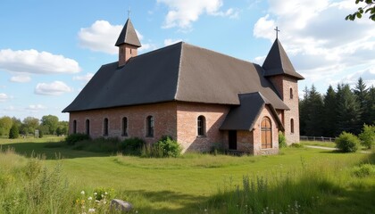 Fototapeta premium Church in the countryside serene and inviting