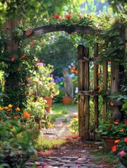 Rustic Garden Gate Covered in Ivy