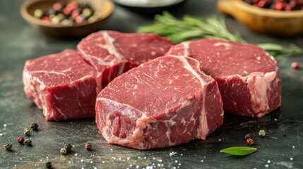 Fototapeta premium Shot of cutting raw beef or fresh raw meat on table