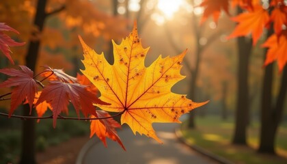  Autumns vibrant hues along a serene path