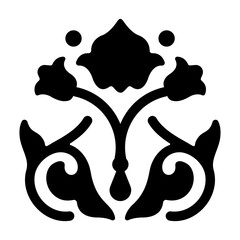 A filled style icon of floral decorative art 
